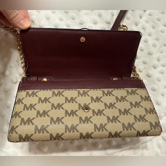 Michael Kors Wine and Tan Crossbody Bag - Picture 5 of 10